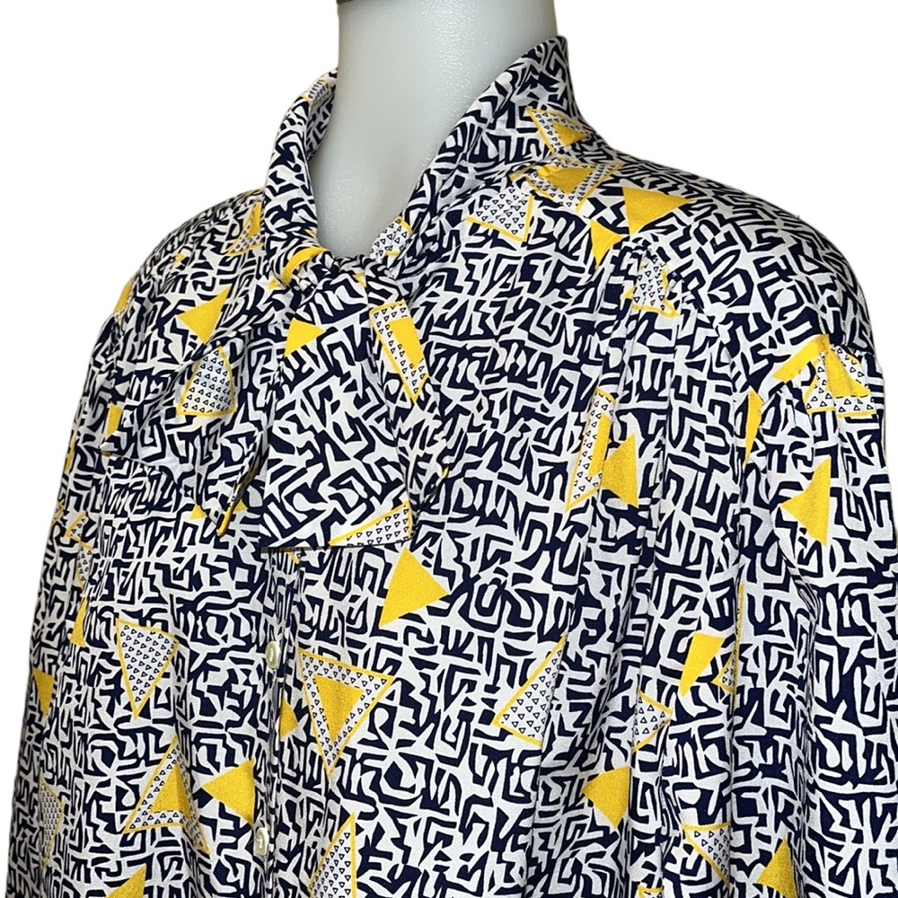 Vintage Judy Bond 70s Geometric Print Blouse~Gold Card Collection